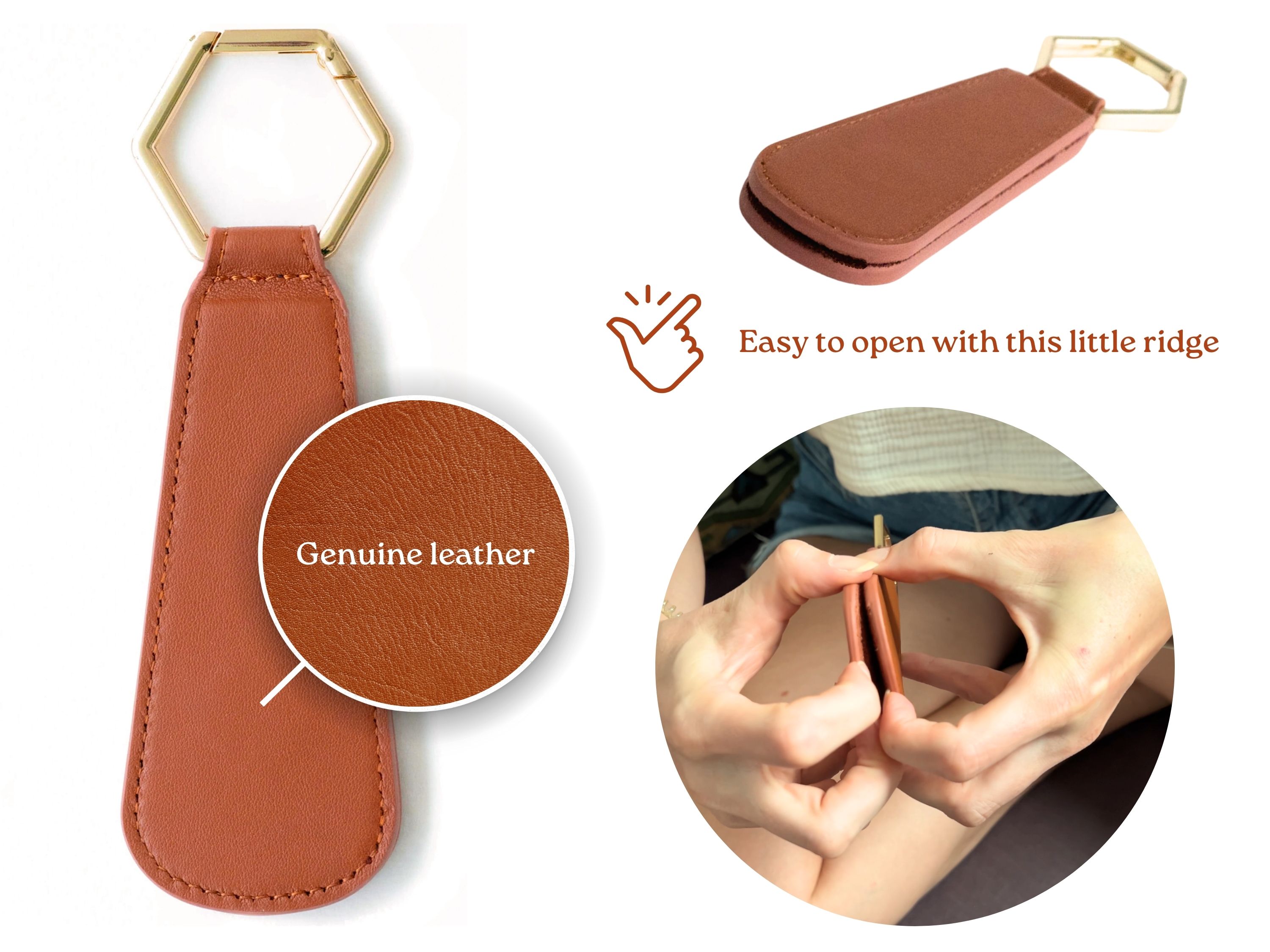 Genuine leather, easy to open with ridge detail